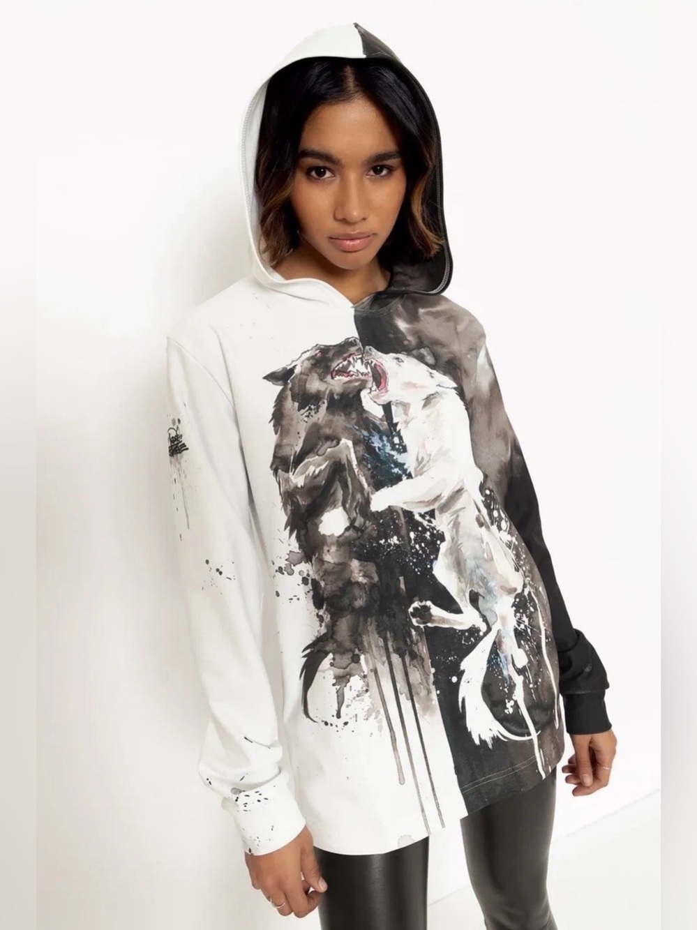 BlackMilk “Two Wolves Hoodie Sweater" Lora Zombie NWOT